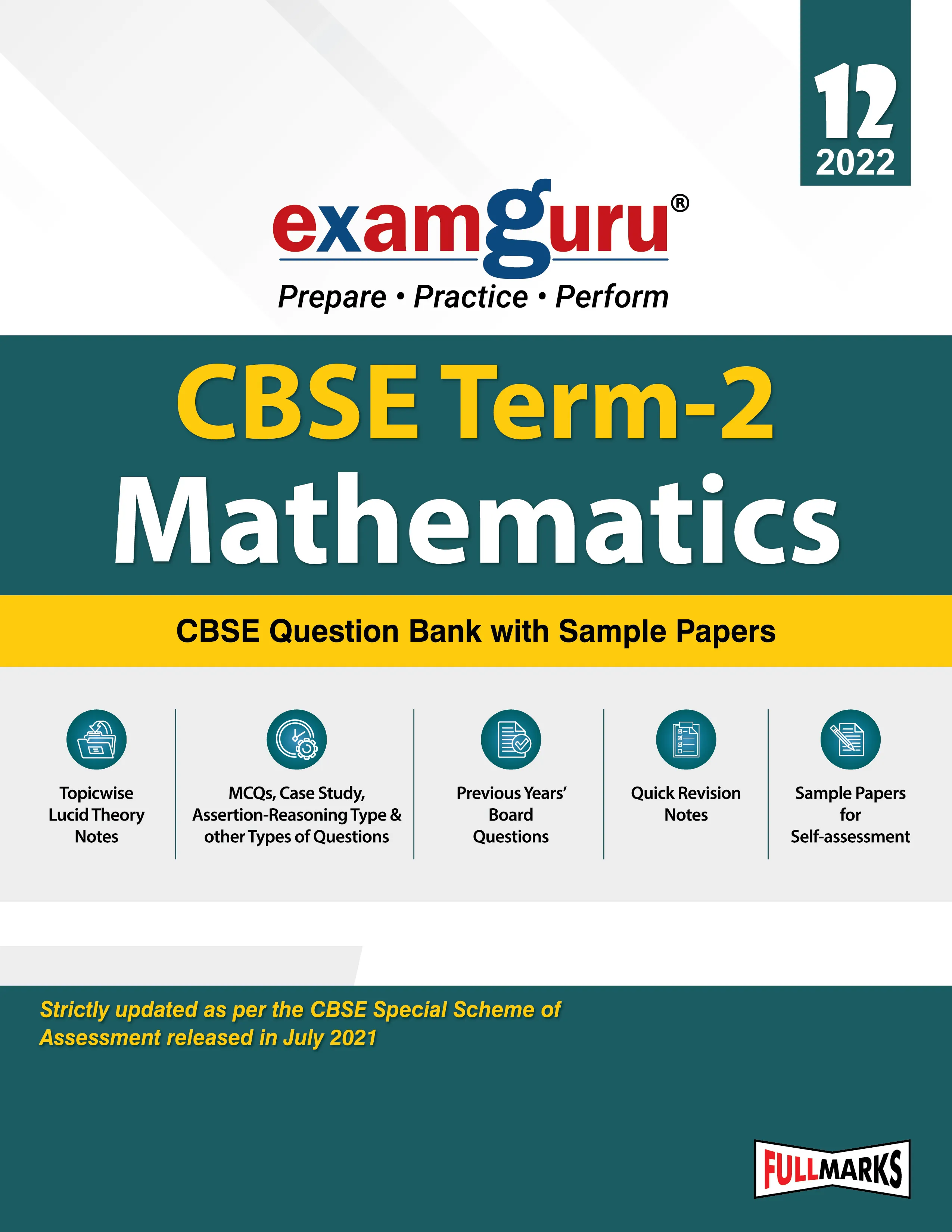 Examguru-Mathematics-12 Term-2 for 2022 Exam (Cover Theory and MCQs)